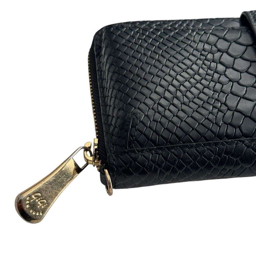 GiGi New York City Phone Wallet Black Python Leather Zip Around $215 - Picture 4 of 6
